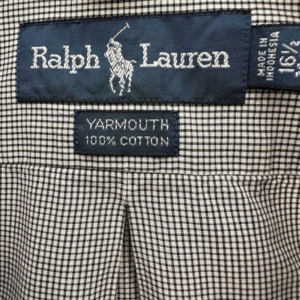 Ralph Lauren Button-Up Shirt Blue Large 16-1/2 34/35 Men's Check Long Sleeve - Picture 6 of 7